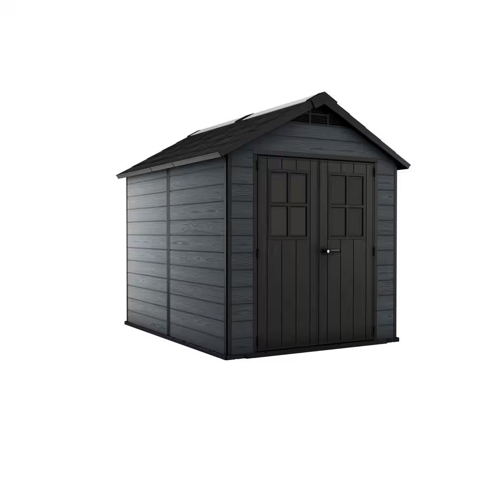 Newton 7.5 Ft. W X 7 Ft. D Durable Resin Plastic Storage Shed with Flooring Grey (Sq. Ft.)
