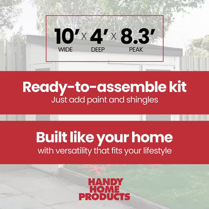 Cambria Do-It Yourself 10 Ft. X 4 Ft. Two Door Outdoor Wood Utility and Tool Shed with Sliding Barn Door (40 Sq. Ft.)