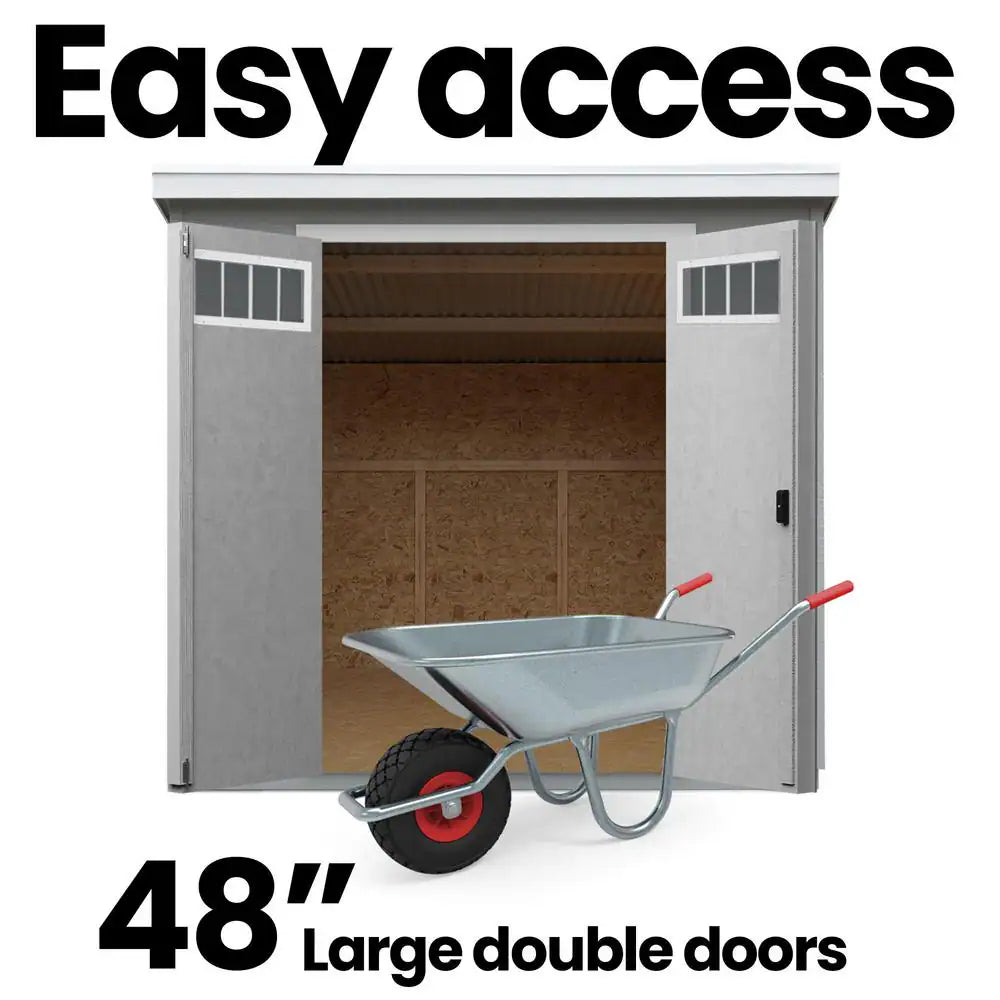 Highland Do-It Yourself 8 Ft. W X 6 Ft. D Complete Outdoor Wood Utility Shed with Palram Roof and Windows (48 Sq. Ft.)