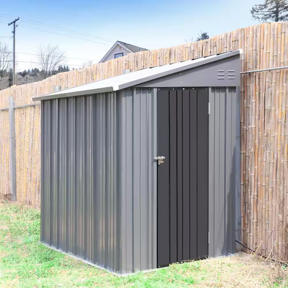 4 Ft. W X 8 Ft. D Metal Storage Lean-To Shed 33 Sq. Ft. in Gray