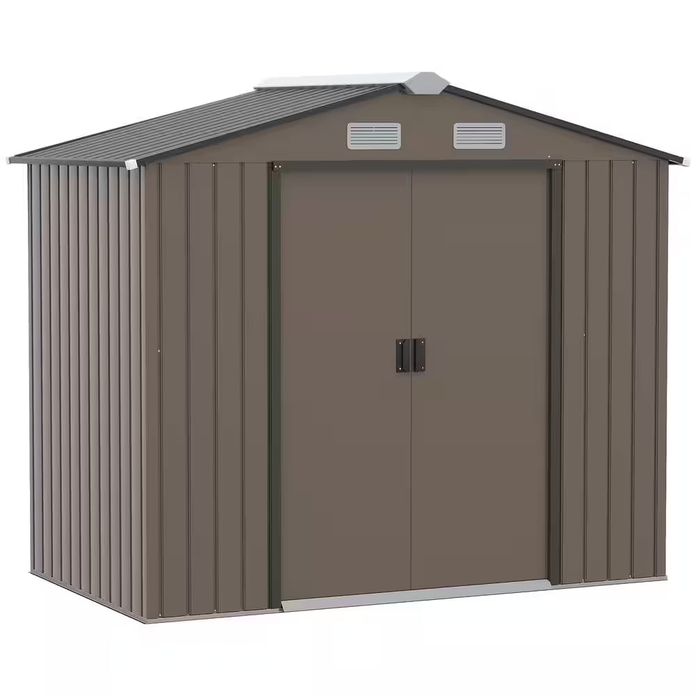 7 Ft. X 4 Ft. Metal Outdoor Backyard Garden Utility Storage Tool Shed Kit with Spacious Layout and Durable Construction