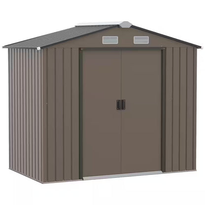 7 Ft. X 4 Ft. Metal Outdoor Backyard Garden Utility Storage Tool Shed Kit with Spacious Layout and Durable Construction