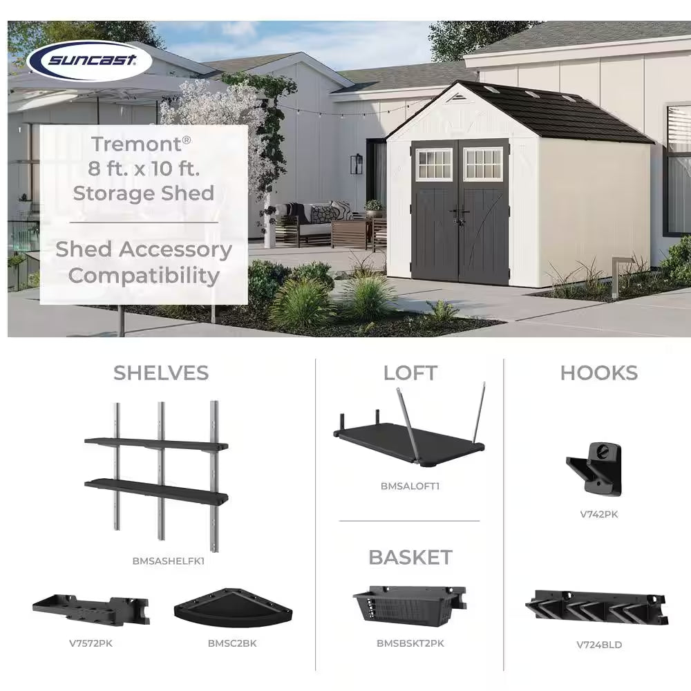 Tremont 8 Ft. W X 10 Ft. D Plastic Shed (85.32 Sq. Ft.)