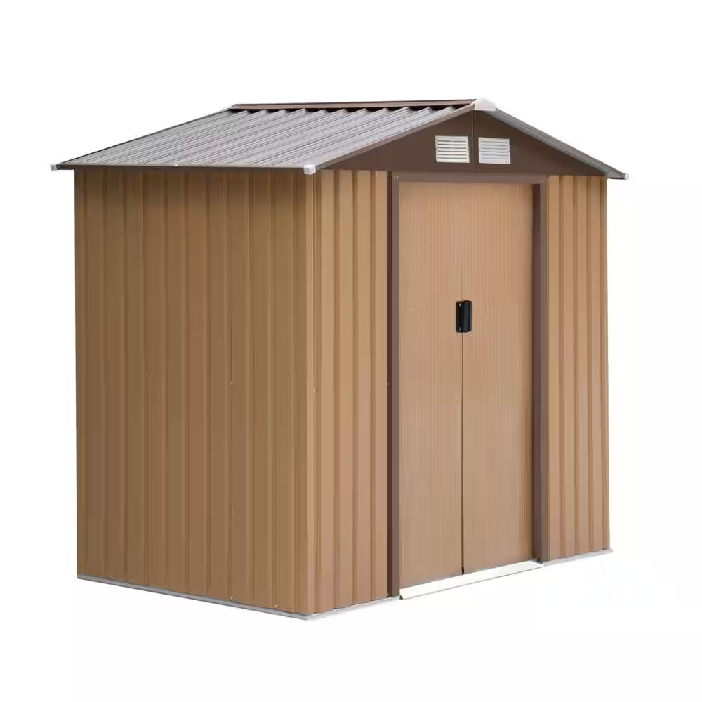 7 Ft. X 4 Ft. Metal Outdoor Backyard Garden Utility Storage Tool Shed Kit with Spacious Layout and Durable Construction