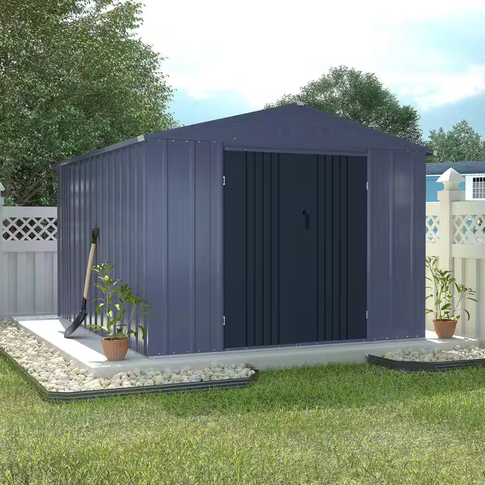 8 Ft. W X 10 Ft. D Metal Outdoor Storage Shed 80 Sq. Ft., Gray