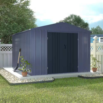 8 Ft. W X 10 Ft. D Metal Outdoor Storage Shed 80 Sq. Ft., Gray