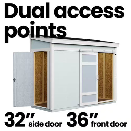 Cambria Do-It Yourself 10 Ft. X 4 Ft. Two Door Outdoor Wood Utility and Tool Shed with Sliding Barn Door (40 Sq. Ft.)