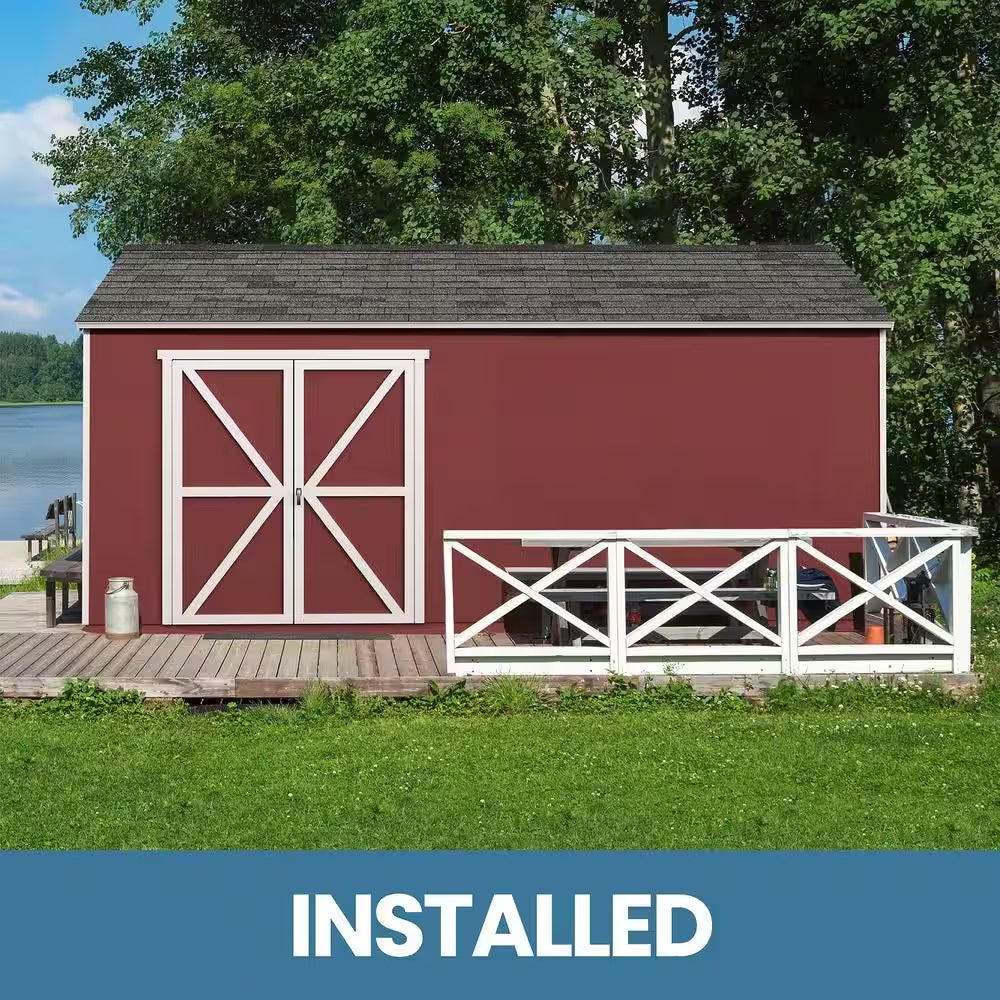 Professionally Installed Rookwood 10 Ft. X 16 Ft. Backyard Wood Shed with Smartside- Onyx Black Shingles (160 Sq. Ft.)