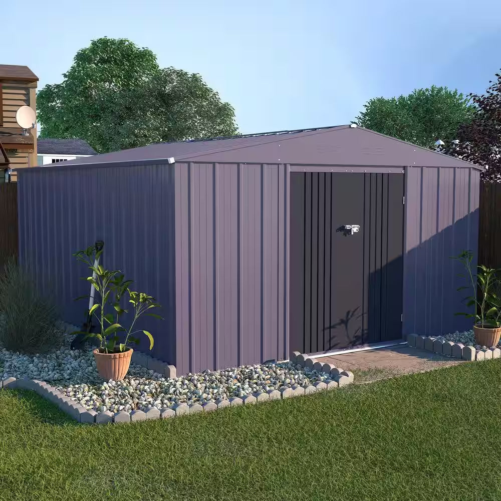 8 Ft. W X 10 Ft. D Metal Outdoor Storage Shed 80 Sq. Ft., Gray