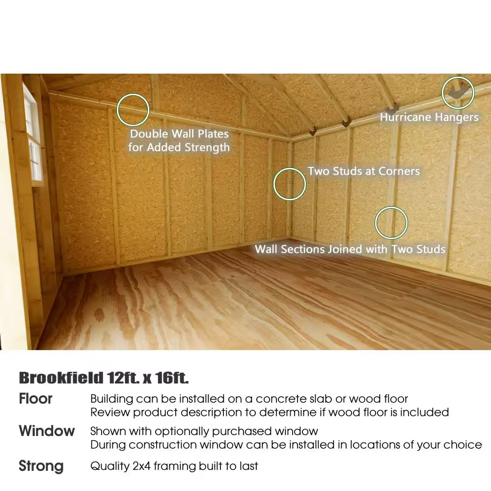 Brookfield 16 Ft. X 12 Ft. Wood Storage Shed Kit
