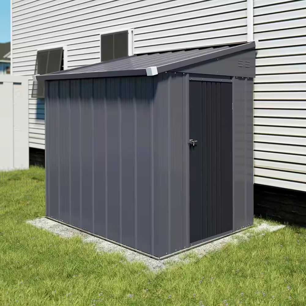 4 Ft. W X 8 Ft. D Metal Storage Lean-To Shed 33 Sq. Ft. in Gray