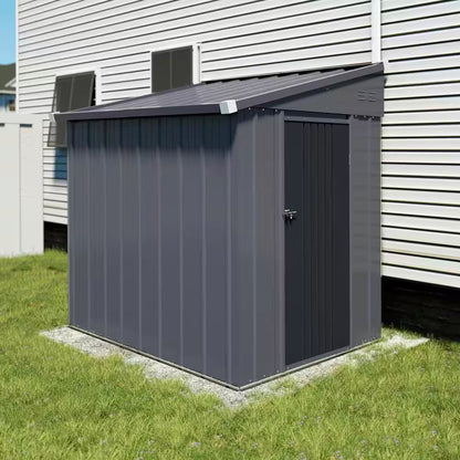 4 Ft. W X 8 Ft. D Metal Storage Lean-To Shed 33 Sq. Ft. in Gray
