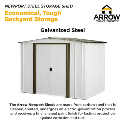 Newport 10 Ft. W X 8 Ft. D 2-Tone Eggshell and Coffee Galvanized Metal Shed 74 Sq.Ft Sq. Ft. with Sliding Lockable Doors