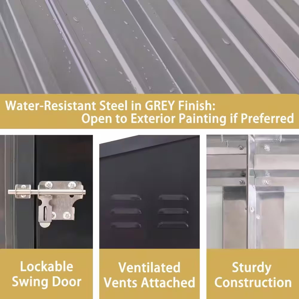 4 Ft. W X 8 Ft. D Metal Storage Lean-To Shed 33 Sq. Ft. in Gray