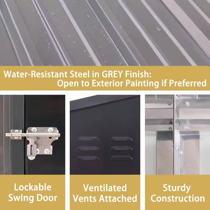 4 Ft. W X 8 Ft. D Metal Storage Lean-To Shed 33 Sq. Ft. in Gray