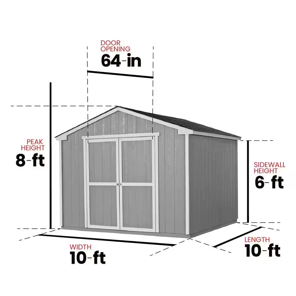 Professionally Installed Princeton 10 Ft. X 10 Ft. Outdoor Wood Storage Shed with Driftwood Grey Shingles (100 Sq. Ft.)