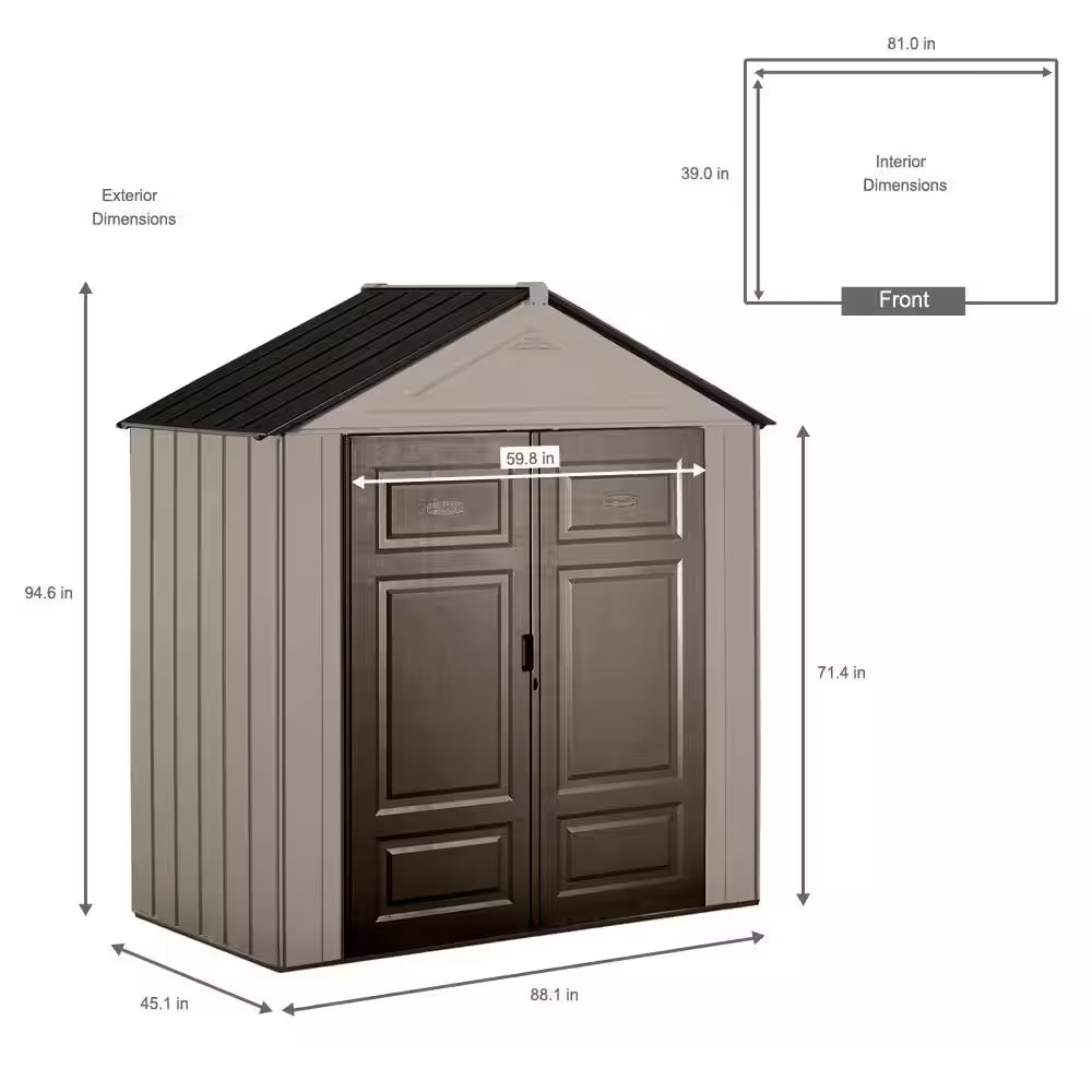Big Maximum Junior, 3 Ft. 5 In. X 7 Ft. W X 8 Ft. D Plastic Storage Shed, 147 Sq. Ft.