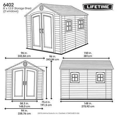 LIFETIME 8 FT. X 12.5 FT. OUTDOOR STORAGE SHED