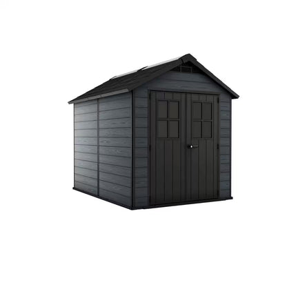 Newton 7.5 Ft. W X 7 Ft. D Durable Resin Plastic Storage Shed with Flooring Grey (Sq. Ft.)