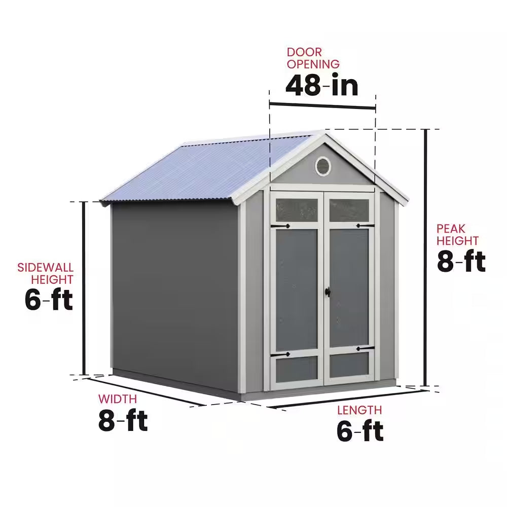 Garden Shed Do-It Yourself 6 Ft. X 8 Ft. Wood Storage Shed with Galvanized Metal Roof and Transom Windows (48 Sq. Ft.)