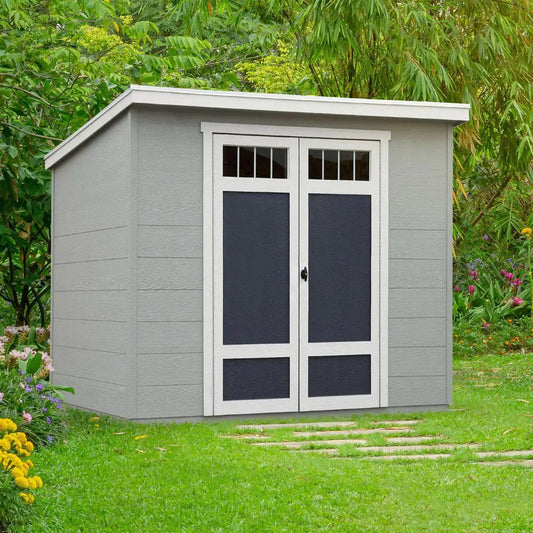 Highland Do-It Yourself 8 Ft. W X 6 Ft. D Complete Outdoor Wood Utility Shed with Palram Roof and Windows (48 Sq. Ft.)