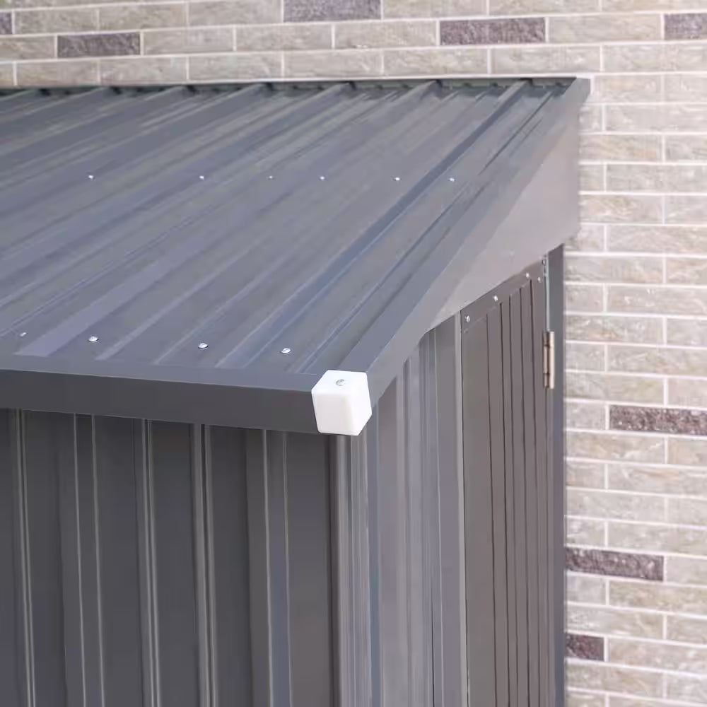 4 Ft. W X 8 Ft. D Metal Storage Lean-To Shed 33 Sq. Ft. in Gray