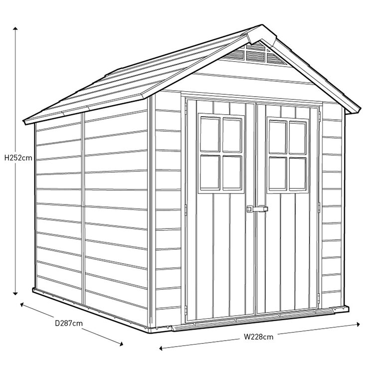Keter Newton 7ft 6″ x 9ft 5″ (2.3 x 2.9m) Storage Shed