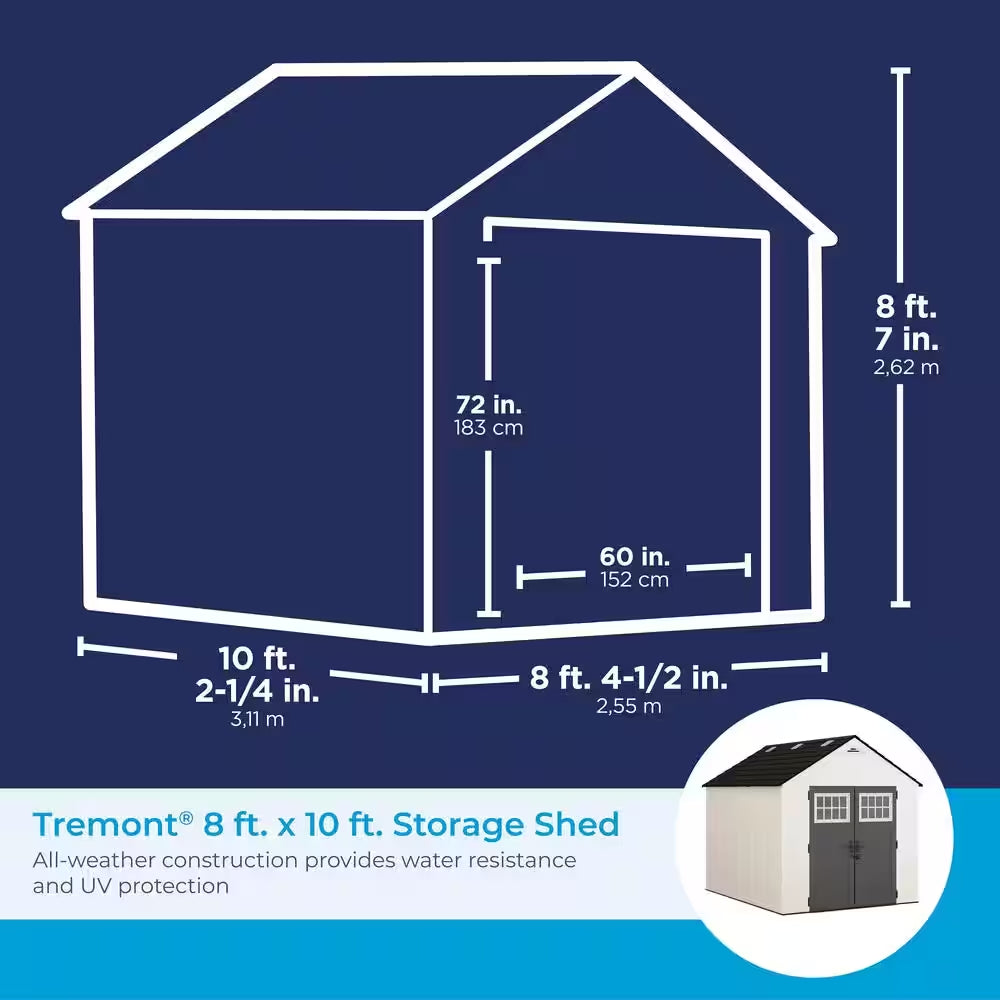 Tremont 8 Ft. W X 10 Ft. D Plastic Shed (85.32 Sq. Ft.)