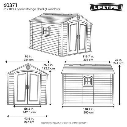 8 Ft. W X 10 Ft. D Resin Outdoor Storage Shed 71.7 Sq. Ft.