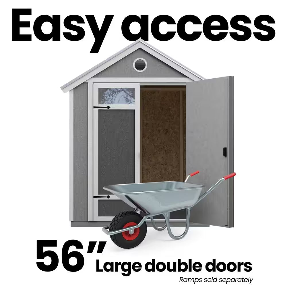 Garden Shed Do-It Yourself 6 Ft. X 8 Ft. Wood Storage Shed with Galvanized Metal Roof and Transom Windows (48 Sq. Ft.)