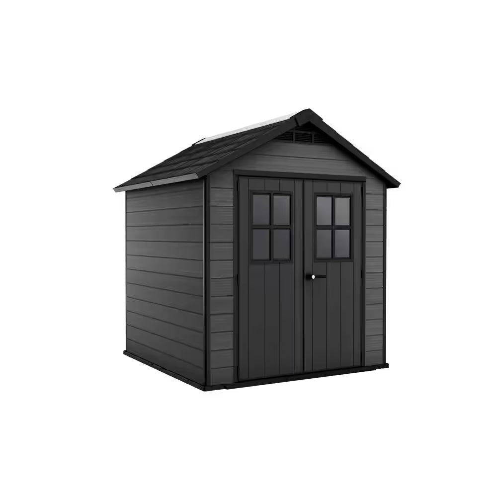 Newton 7.5 Ft. W X 7 Ft. D Durable Resin Plastic Storage Shed with Flooring Grey (Sq. Ft.)
