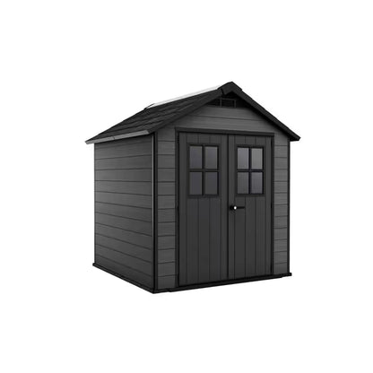Newton 7.5 Ft. W X 7 Ft. D Durable Resin Plastic Storage Shed with Flooring Grey (Sq. Ft.)