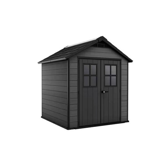 Newton 7.5 Ft. W X 7 Ft. D Durable Resin Plastic Storage Shed with Flooring Grey (Sq. Ft.)