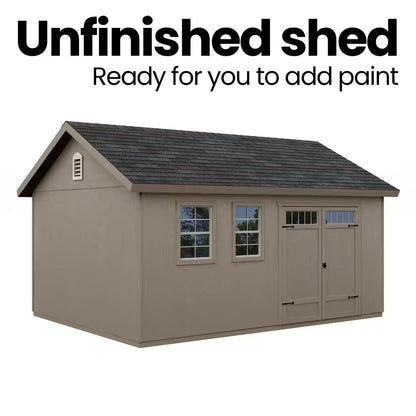 Professionally Installed Scarsdale 12 Ft. X 16 Ft. Designer Outdoor Wood Shed with 2 Windows-Black Shingle (192 Sq. Ft.)
