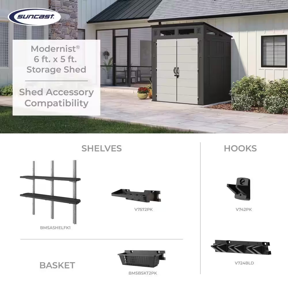 Modern 6 Ft. W X 5 Ft. D Plastic Storage Shed (35.31 Sq. Ft.)