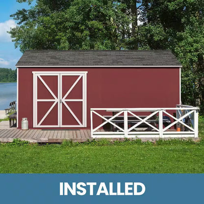 Professionally Installed Rookwood 10 Ft. X 16 Ft. Backyard Wood Shed with Smartside- Onyx Black Shingles (160 Sq. Ft.)