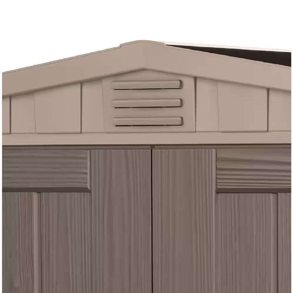 Factor 6 Ft. W X 3 Ft. D Outdoor Durable Resin Plastic Storage Shed with Double Doors, Taupe and Brown (22.9 Sq. Ft.)