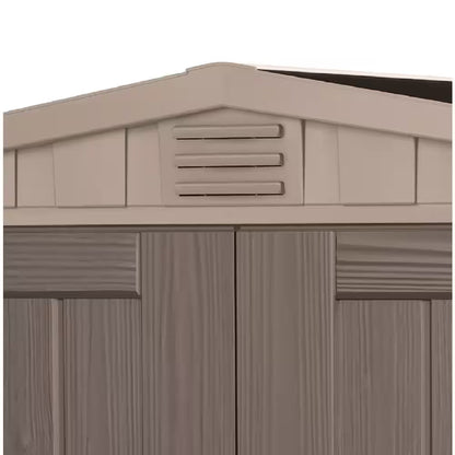 Factor 6 Ft. W X 3 Ft. D Outdoor Durable Resin Plastic Storage Shed with Double Doors, Taupe and Brown (22.9 Sq. Ft.)