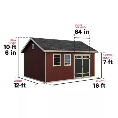 Professionally Installed Scarsdale 12 Ft. X 16 Ft. Designer Outdoor Wood Shed with 2 Windows-Black Shingle (192 Sq. Ft.)