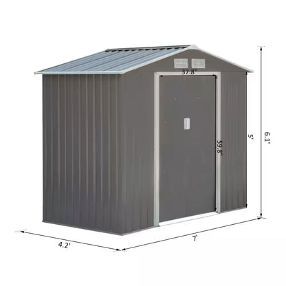 7 Ft. X 4 Ft. Metal Outdoor Backyard Garden Utility Storage Tool Shed Kit with Spacious Layout and Durable Construction
