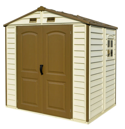 DuraMax 8ft x 6ft Storeall Vinyl Shed with Foundation Kit and window