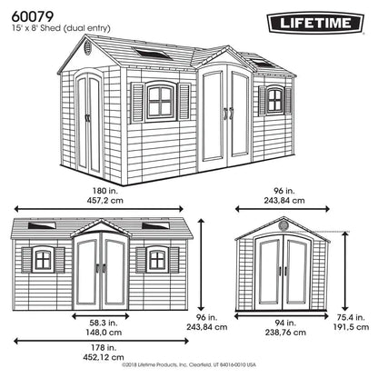 15 Ft. X 8 Ft. Resin Double Door Storage Shed