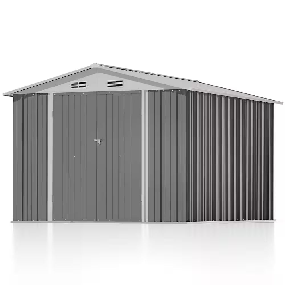 8 Ft. W X 10 Ft. D Brown Metal Storage Shed 80 Sq. Ft.