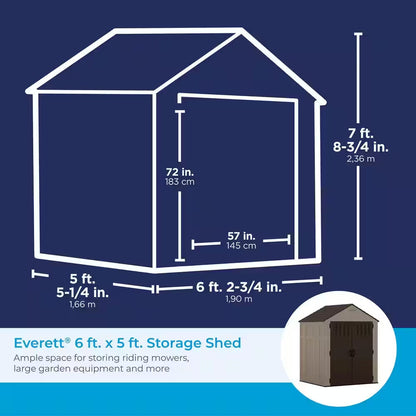 6 Ft. W X 5 Ft. D Plastic Shed (34 Sq. Ft.)