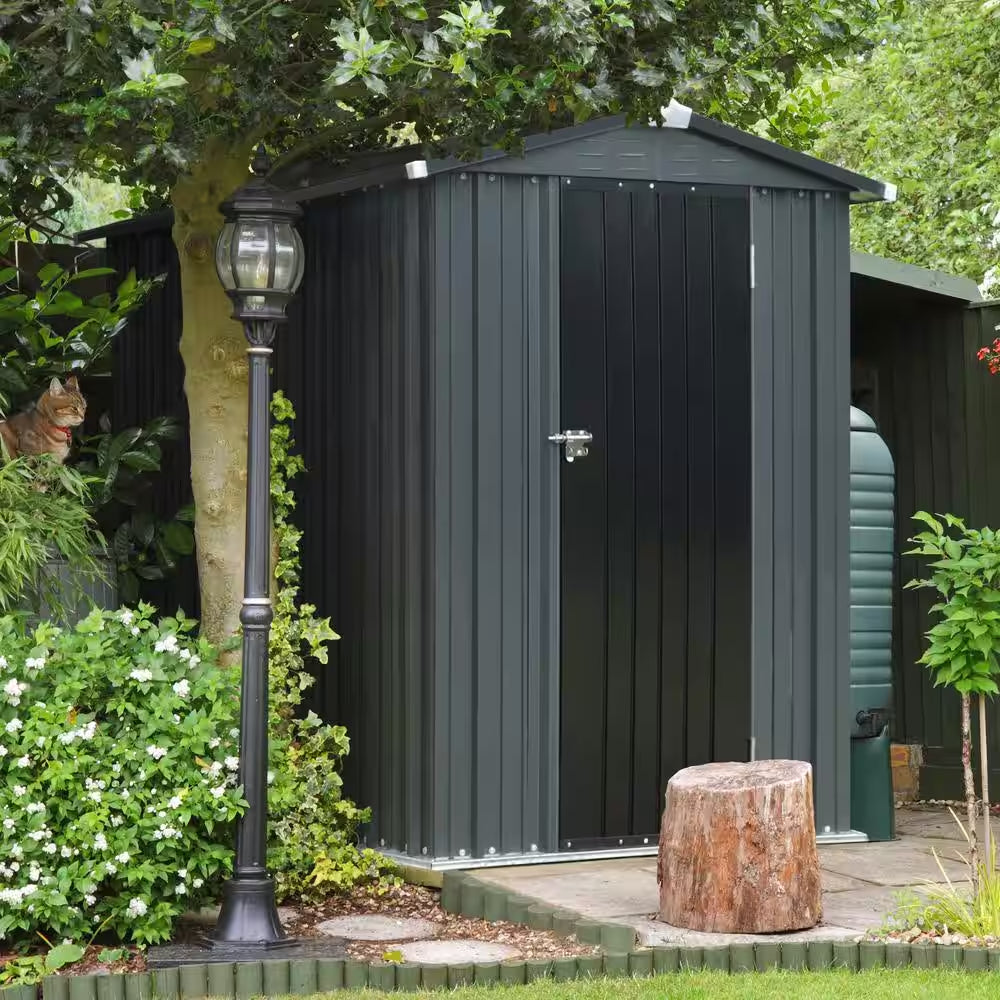 8 Ft. W X 10 Ft. D Metal Outdoor Storage Shed 80 Sq. Ft., Gray