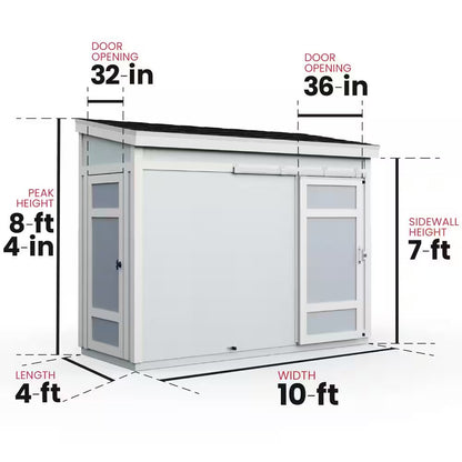 Cambria Do-It Yourself 10 Ft. X 4 Ft. Two Door Outdoor Wood Utility and Tool Shed with Sliding Barn Door (40 Sq. Ft.)