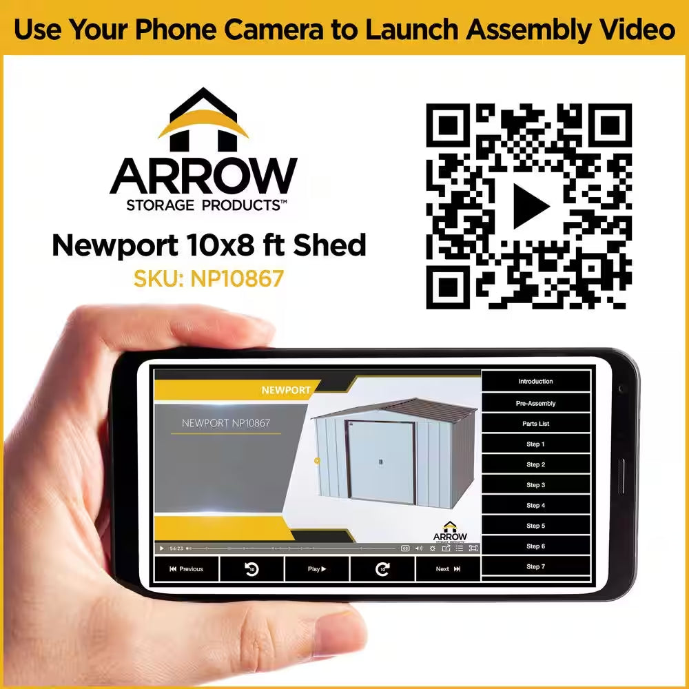 Newport 10 Ft. W X 8 Ft. D 2-Tone Eggshell and Coffee Galvanized Metal Shed 74 Sq.Ft Sq. Ft. with Sliding Lockable Doors