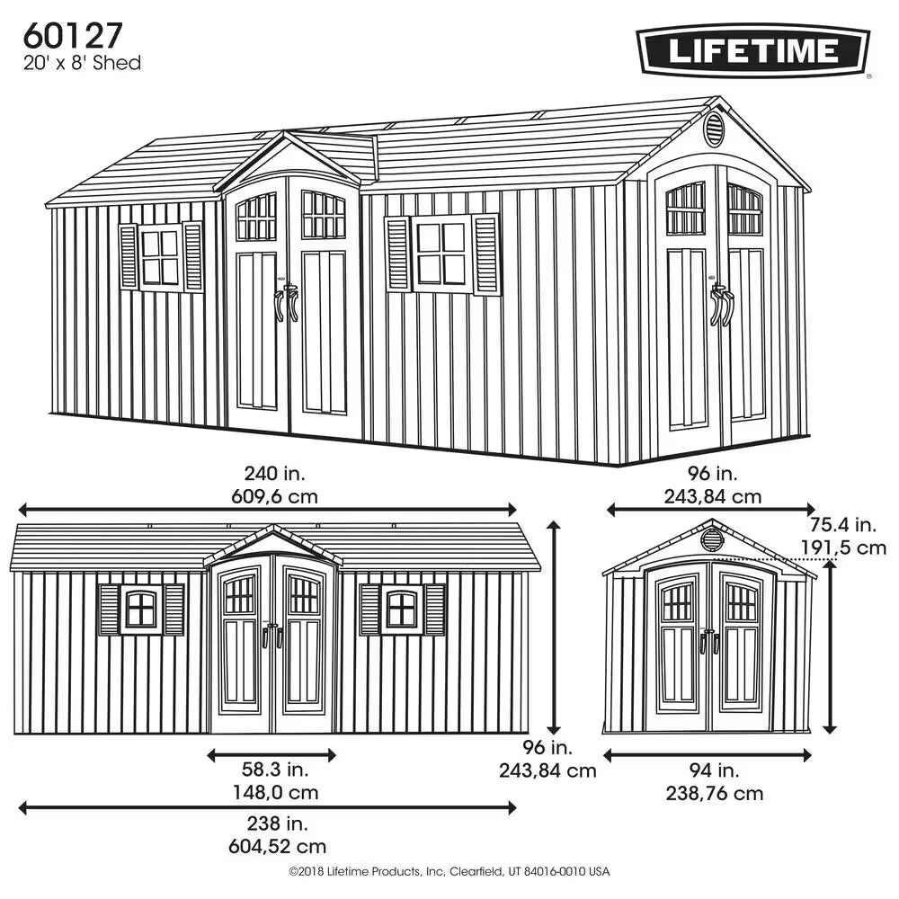 20 Ft. X 8 Ft. Resin Garden Building Shed