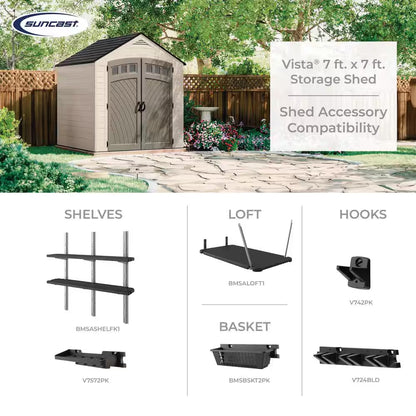 Vista 7 Ft. W X 7 Ft. D Plastic Shed (50 Sq. Ft.)