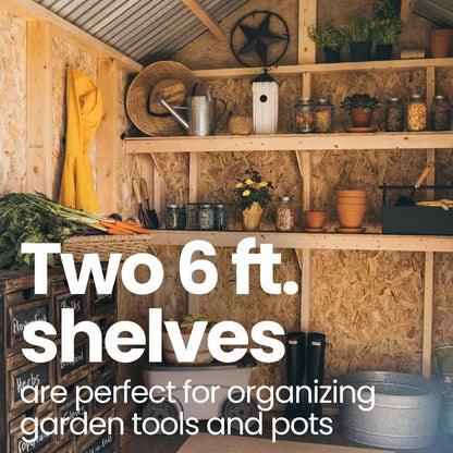 Garden Shed Do-It Yourself 6 Ft. X 8 Ft. Wood Storage Shed with Galvanized Metal Roof and Transom Windows (48 Sq. Ft.)